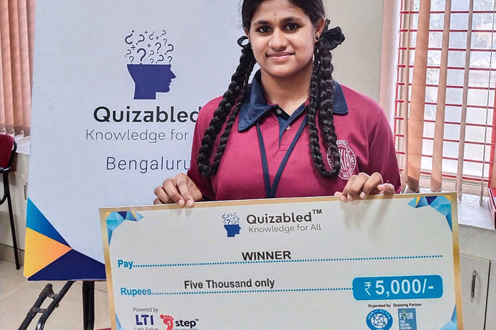 ₹5,000 Awarded to Quiz Champion Mamatha